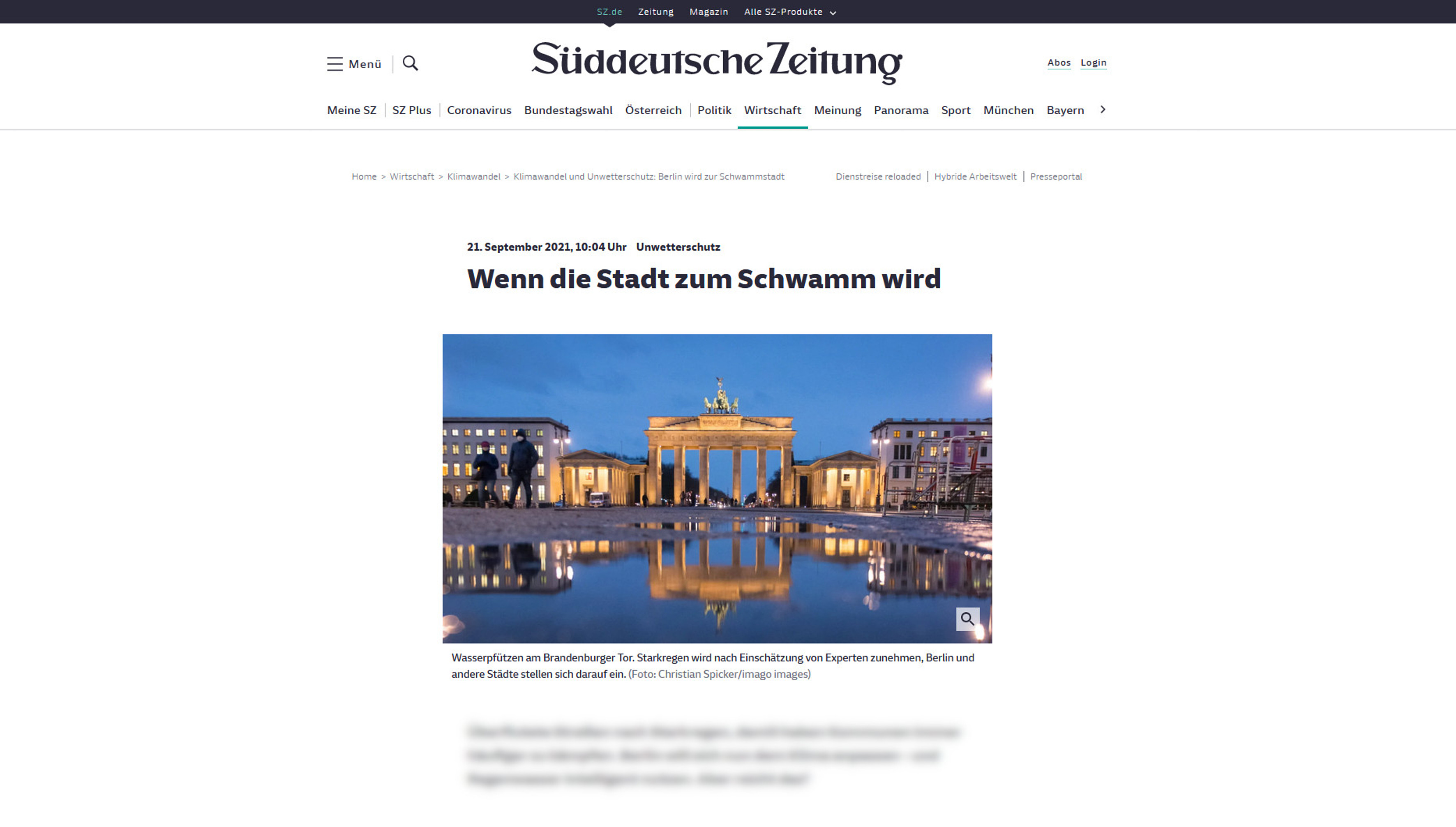 Süddeutsche Zeitung 21.09.2021